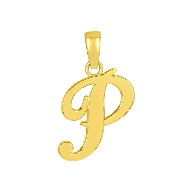 14K Yellow Gold High Polish Letter “P” Pendant
