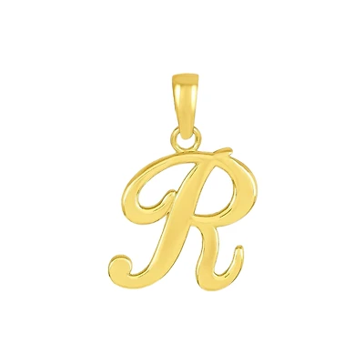 14K Yellow Gold High Polish Letter “R” Pendant