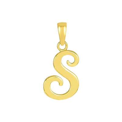 14K Yellow Gold High Polish Letter “S” Pendant
