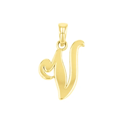 14K Yellow Gold High Polish Letter “V” Pendant