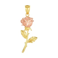 14K Two Tone Gold Rose Pendant