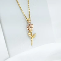 14K Two Tone Gold Rose Pendant