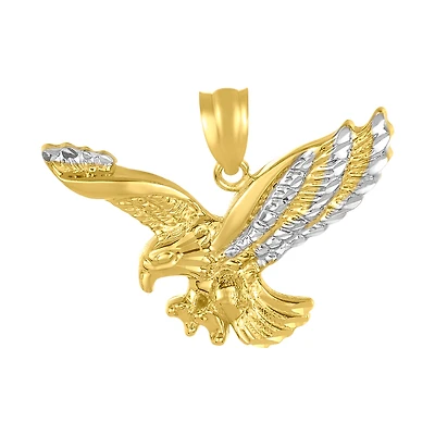 14K Yellow Gold Landing Eagle Pendant