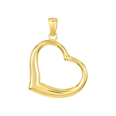 14K Yellow Gold High Polish Heart Charm Pendant