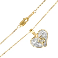 14K Gold Two Tone Diamond Pave '15' Heart