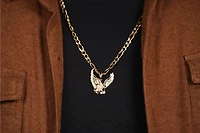 14K Tri Color Gold 29mm Eagle Pendant