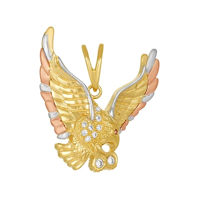 14K Tri Color Gold 29mm Eagle Pendant