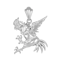 14K White Gold 27mm Rooster Charm Pendant