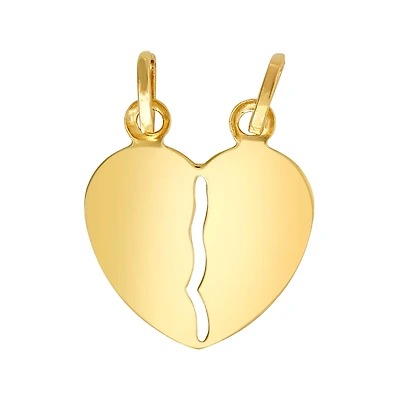 14K Yellow Gold Break Apart Engravable Heart Pendant