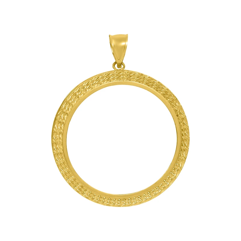 14K Yellow Gold Rope Frame Bezel Pendant