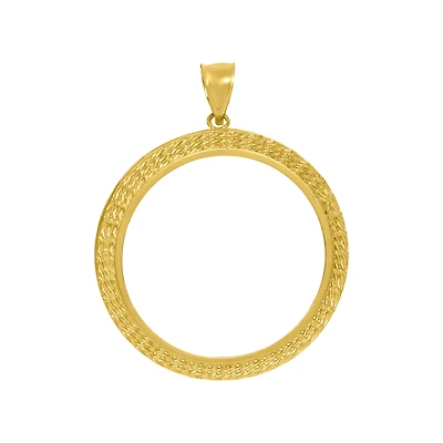14K Yellow Gold Rope Frame Bezel Pendant