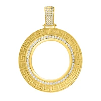 14K Yellow Gold Greek CZ Frame Bezel Pendant