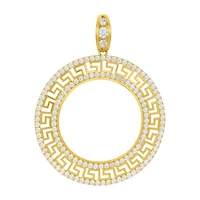 14K Yellow Gold Open Greek CZ Frame Bezel Pendant
