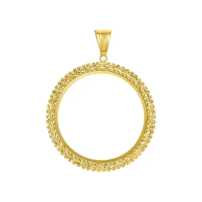 14K Yellow Gold Beaded Frame Bezel Pendant