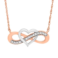 14K Rose Gold Two-Tone Heart Infinity Necklace