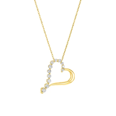 14K Yellow Gold Journey Heart Necklace