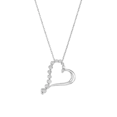 14K White Gold Journey Heart Necklace
