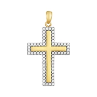 14K Yellow Gold Diamond Outline Cross Pendant