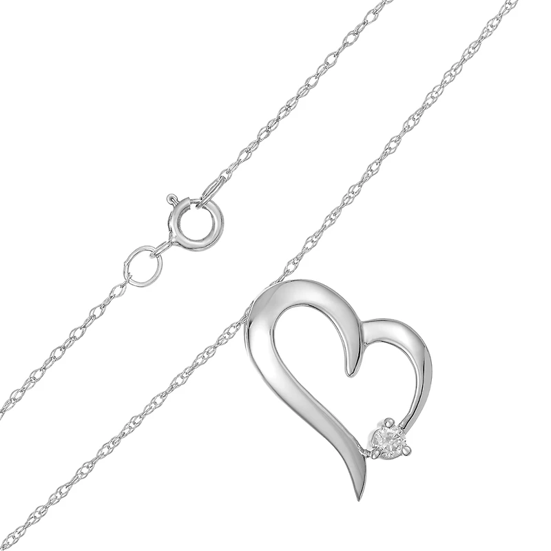 14K White Gold Heart Necklace