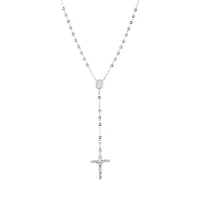 14K White Gold 3mm Diamond Cut Rosary
