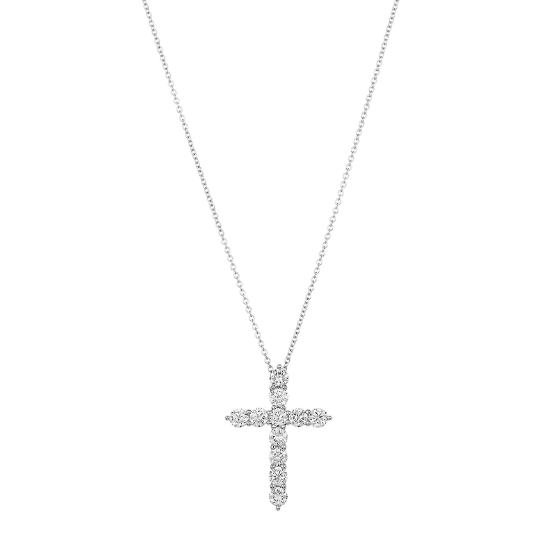 14K Gold Cross Lab Grown Diamond Necklace