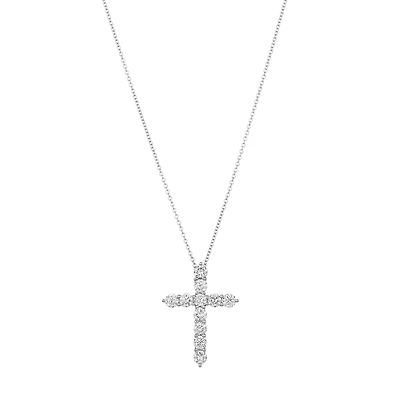 14K Gold Cross Lab Grown Diamond Necklace
