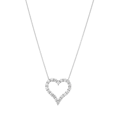 14K White Gold Heart Lab Grown Diamond Necklace