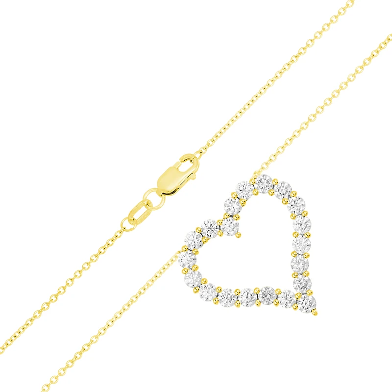 14K Yellow Gold Heart Lab Grown Diamond Necklace