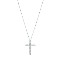 14K White Gold Cross Diamond Necklace