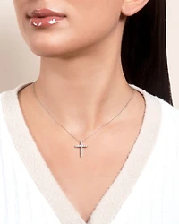 14K White Gold Cross Diamond Necklace
