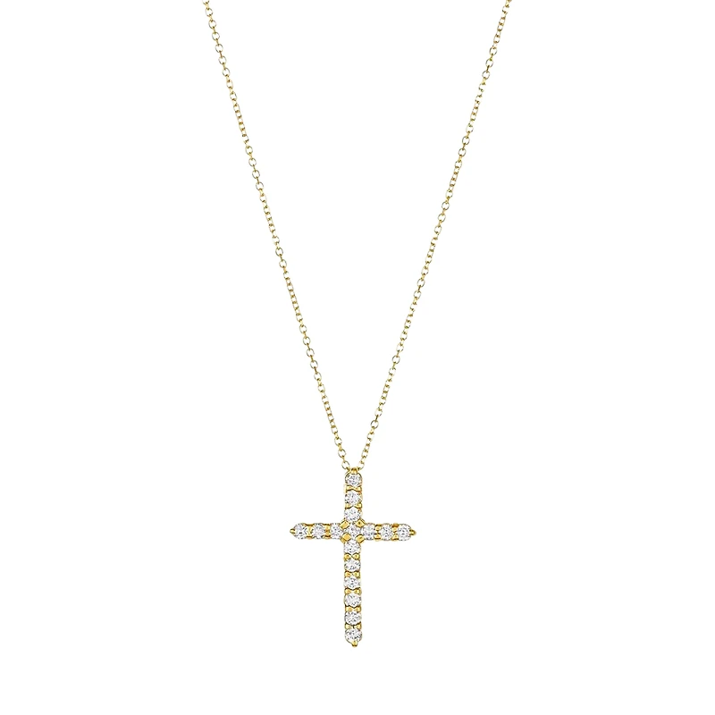 14K Yellow Gold Cross Diamond Necklace