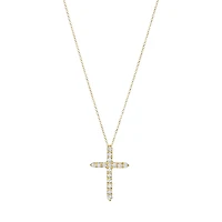 14K Yellow Gold Cross Diamond Necklace