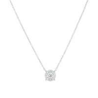 14K White Gold Round Diamond Pendant Necklace