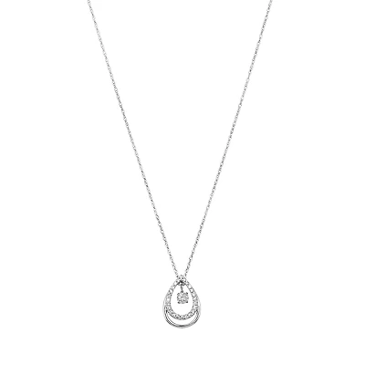 14K White Gold Pear Swinging Diamond Necklace