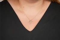 14K Yellow Gold Diamond Cross Necklace