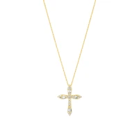 14K Yellow Gold Diamond Cross Necklace
