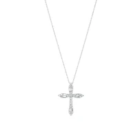 14K White Gold Diamond Cross Necklace