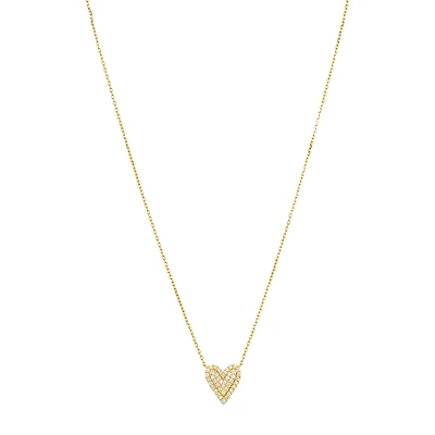 14K Yellow Gold Elongated Heart Diamond Pendant Necklace