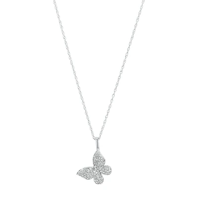 14K White Gold Butterfly Diamond Necklace