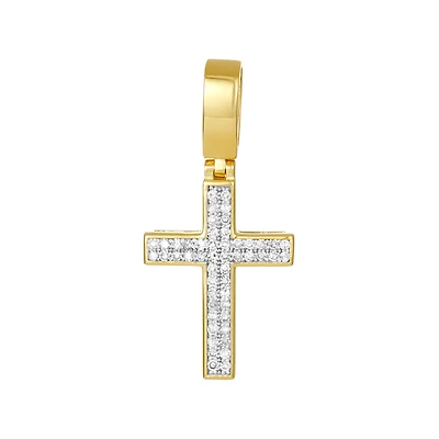 14K Yellow Gold Diamond Pave Cross