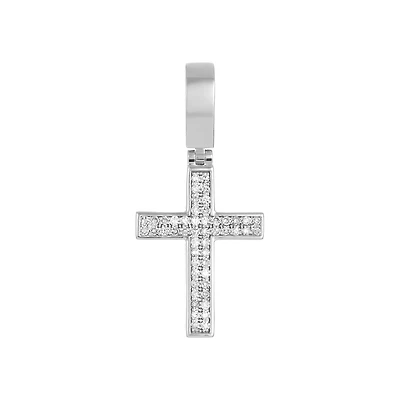 14K White Gold Diamond Pave Cross
