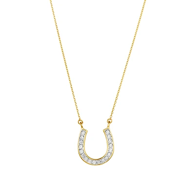 14K Two Tone Gold Horseshoe Diamond Necklace