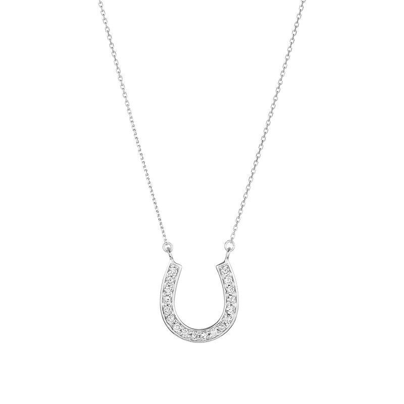 14K White Gold Horseshoe Diamond Necklace