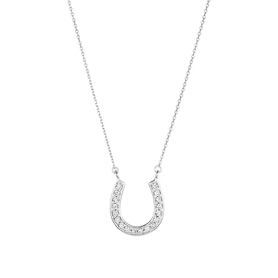 14K White Gold Horseshoe Diamond Necklace
