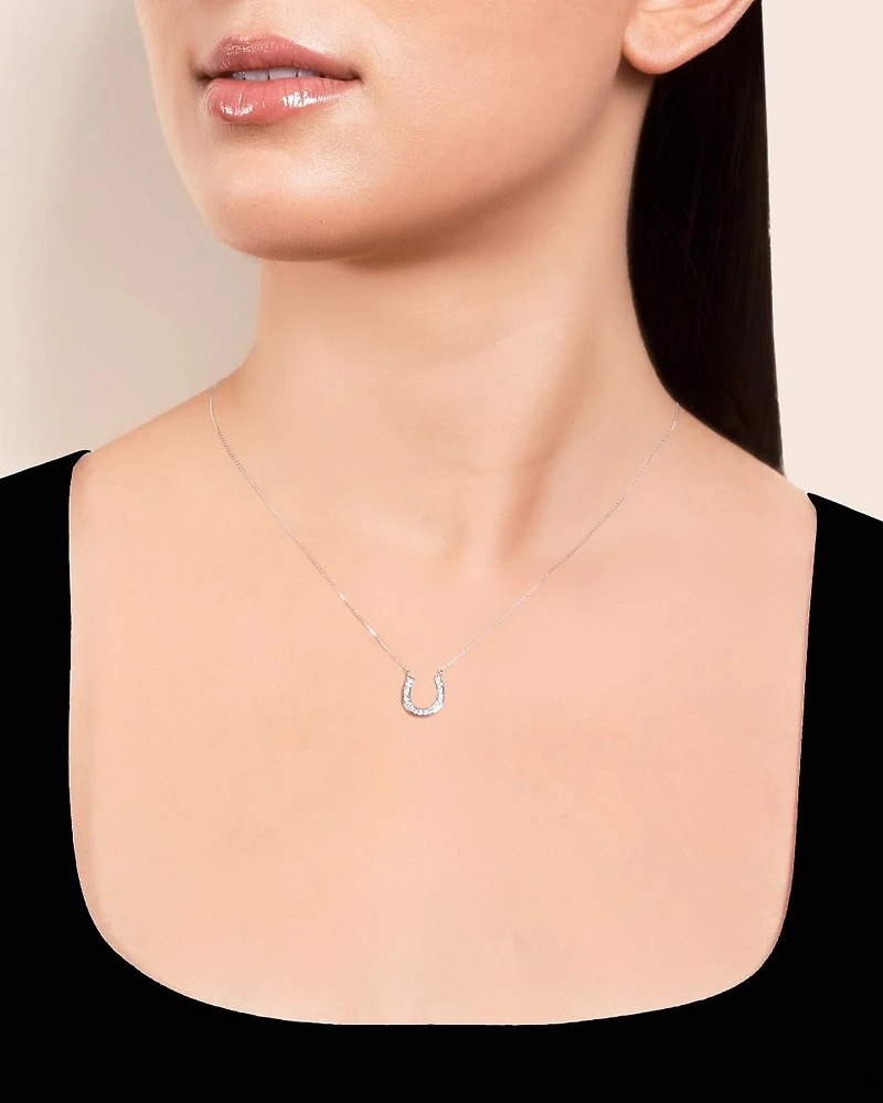 14K White Gold Horseshoe Diamond Necklace