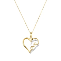 14K Yellow Gold Love Heart Diamond Necklace