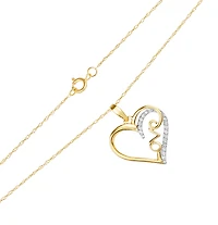 14K Yellow Gold Love Heart Diamond Necklace