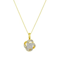 14K Two Tone Gold Swirl Cluster Necklace