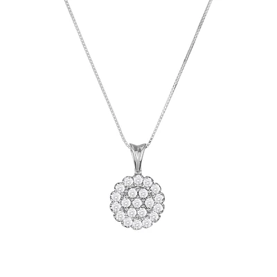 14K White Gold Flower Cluster Necklace
