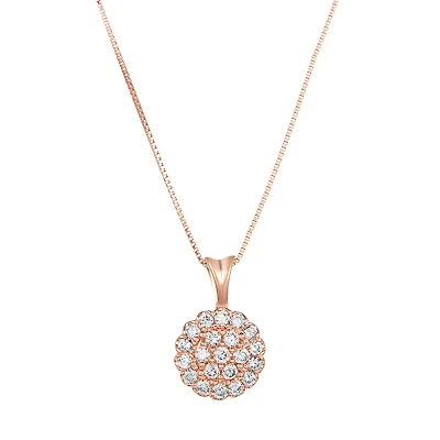 14K Rose Gold Flower Cluster Necklace